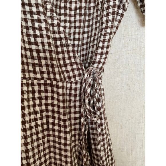 & Other Store Brown Gingham Mini Wrap Dress Size 8 - Picture 7 of 13